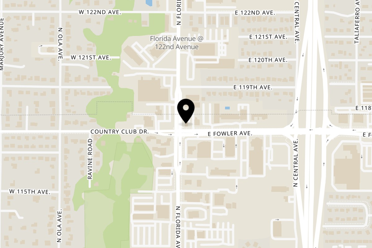 Map showing the location of Joe's New York Diner on 11701 North Florida Avenue in Tampa